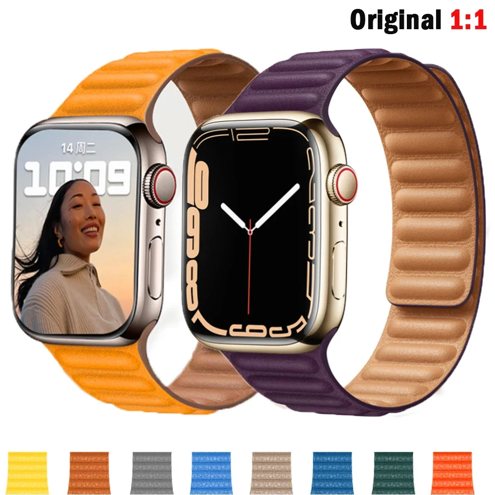

Magnetic Loop Leather Watch Band For Apple watch Urtal/8 49mm band 44mm 40mm 41mm 45mm 42/38 Bracelet iWatch series 7 6 5 4 3