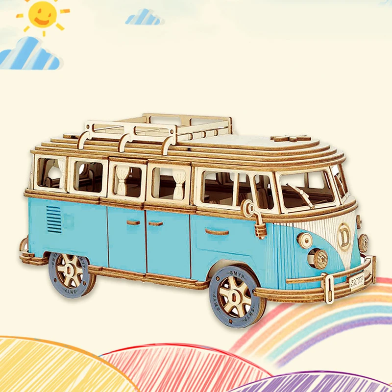 Vintage Campervan 3D Wooden Puzzle Kit