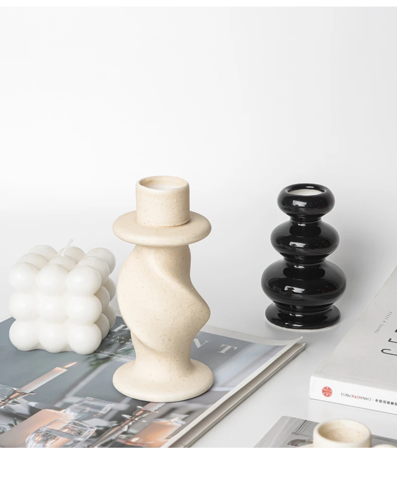 Ceramic Rustic Candlestick Holder Set