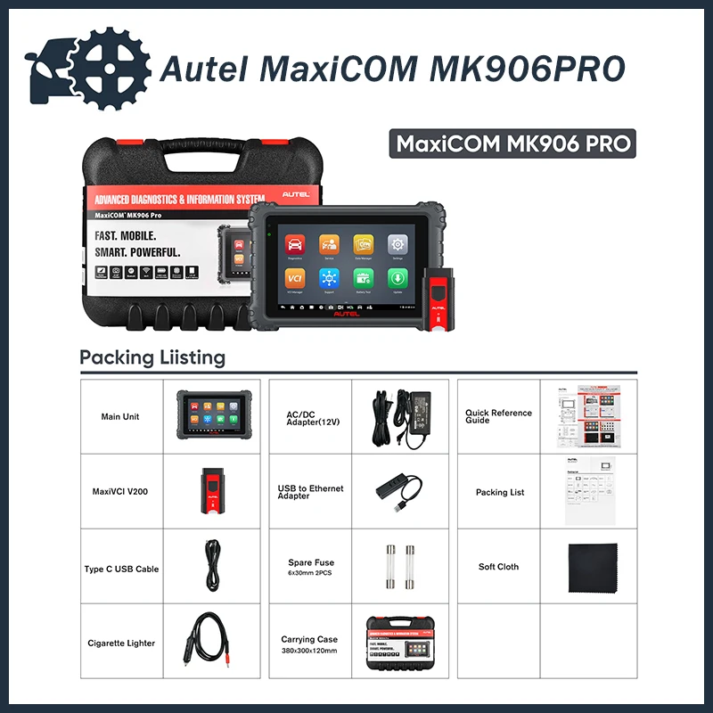 

Autel MaxiCOM MK906PRO OBDII диагностический инструмент, MK906 Pro OBD2 автомобильный сканер инструмент кодирование ECU 36 + обслуживание все системы CAN FD DoIP