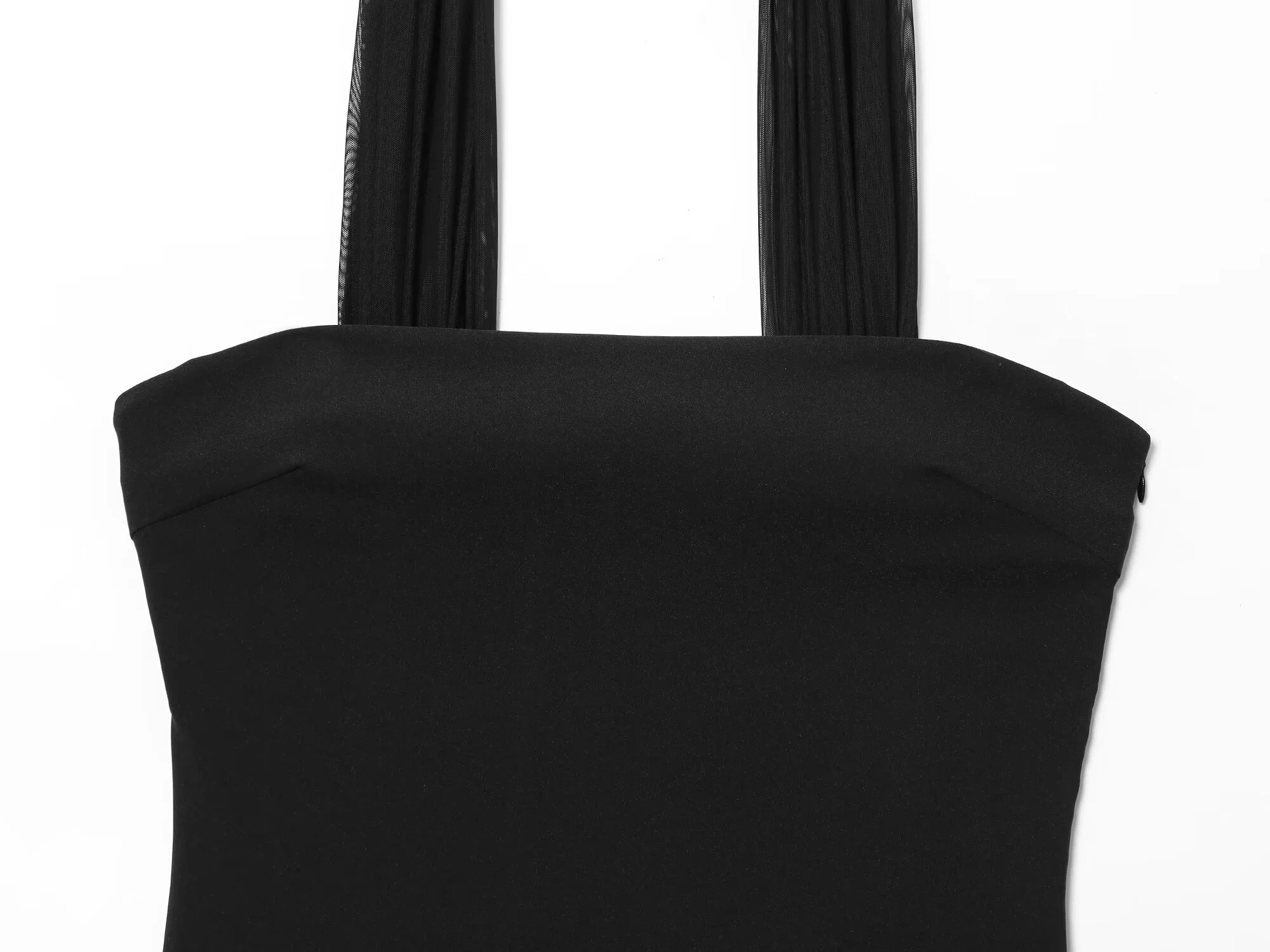 Trägerloses Maxikleid mit schwarzem Band für Damen, elegant, Netz-Patchwork, rückenfrei, schlank, Roben, 2025, Herbst-Winter-Urlaub, Party-Kleider – Detail 5