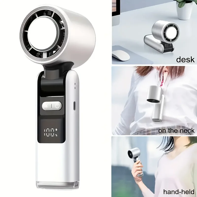 4000MA Handheld Fan 100 Gear USB Mini Turbo Fan Portable Refrigeration Charging Desktop Fan Wireless Electric Air Cooler Fan