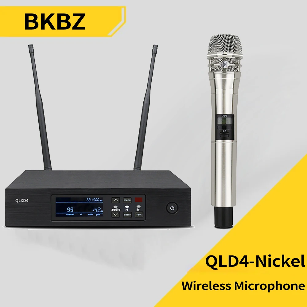 

BKBZ QLD4 Nickel Fullset UHF True Diversity Wireless Microphone System for Karaoke Stage Performances Mic Wireless Professionn