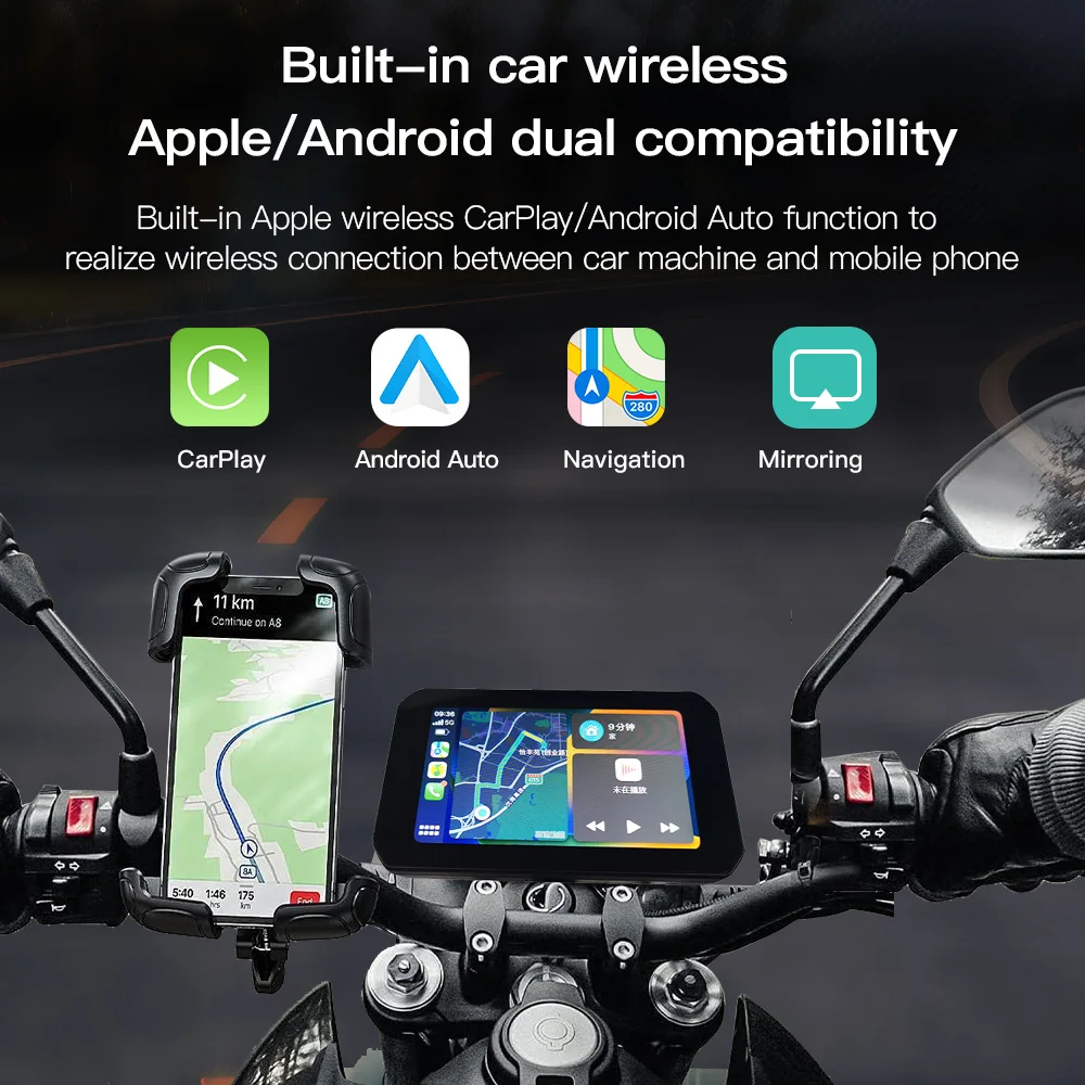 Autoabc Wireless Display Screen Motorcycles Gps Navigator Auto Gps Bt 5 Inch Waterproof Motorcycle
