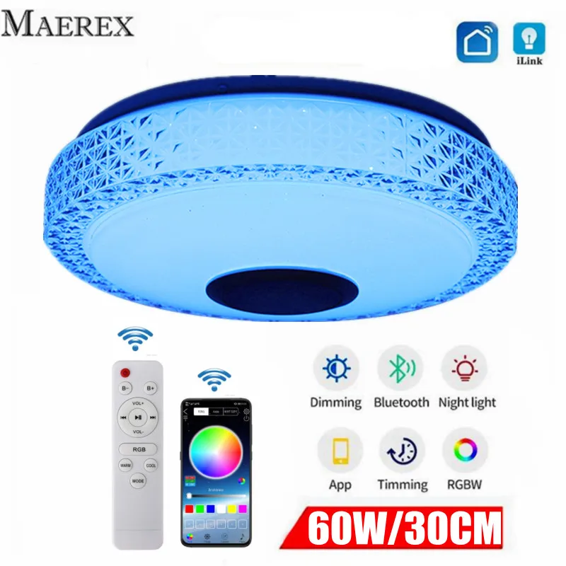 

60W Modern LED Ceiling Lights RGB Home lighting APP bluetooth Music Light Bedroom Lamps Smart Ceiling Lamp+Remote Control