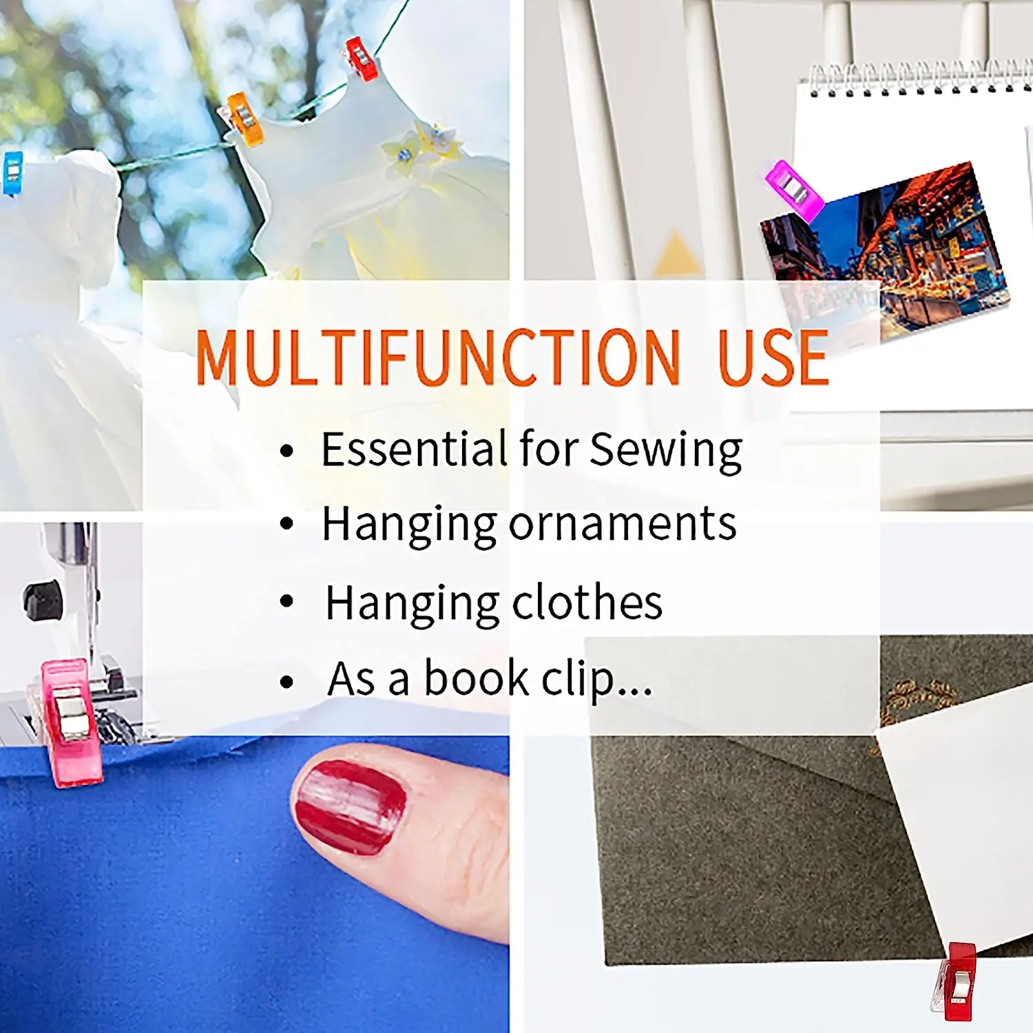 Sewing Clips Garment Clips Plastic Clips 50Pcs Multipurpose Sewing Clips Colorful Clips Plastic Clip Storage Positioning Quilting for Fabric Sewing Craft