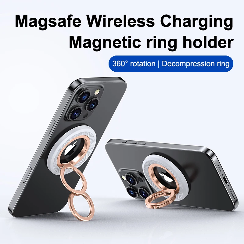 Magsafe Double-Sided Magnetic 360° Rotation Phone Holder with Ring Buckle and Decompression Damping