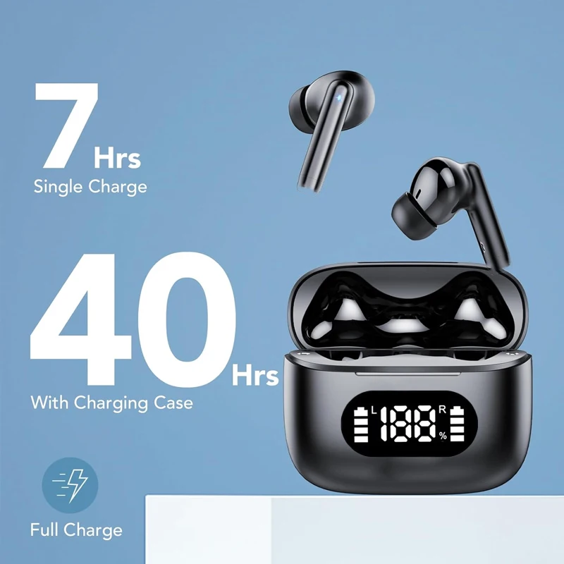 Enhanced Wireless Ear Buds with Smart LED Display and 50H Ultra Playtime for HiFi Sound Experience