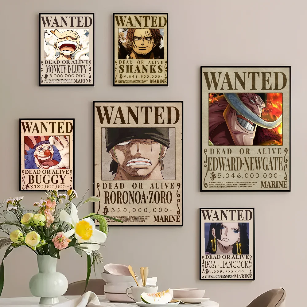 Japan O-One Anime P-Pieces Bounty Classic Movie Posters Vintage Room Bar Cafe Decor Stickers Wall Painting