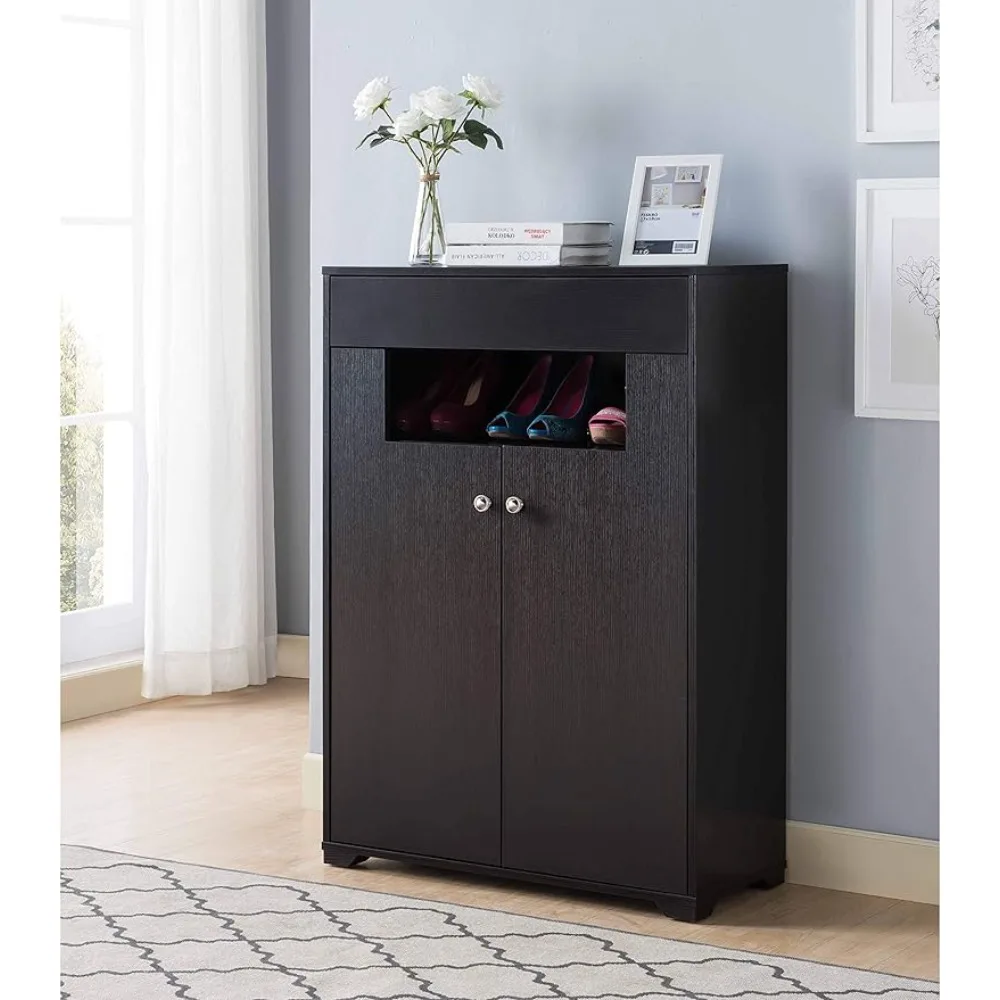 

Shoe cabinet 2 doors floor to ceiling with 5 shelves and drawers for the entrance living room red cocoa
