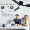 IRALAN 42 inch/52 inch Ceiling Fan with Light Remote Control, Modern Ceiling Fan for Bedroom, Living Room-Black/White/Wood 3
