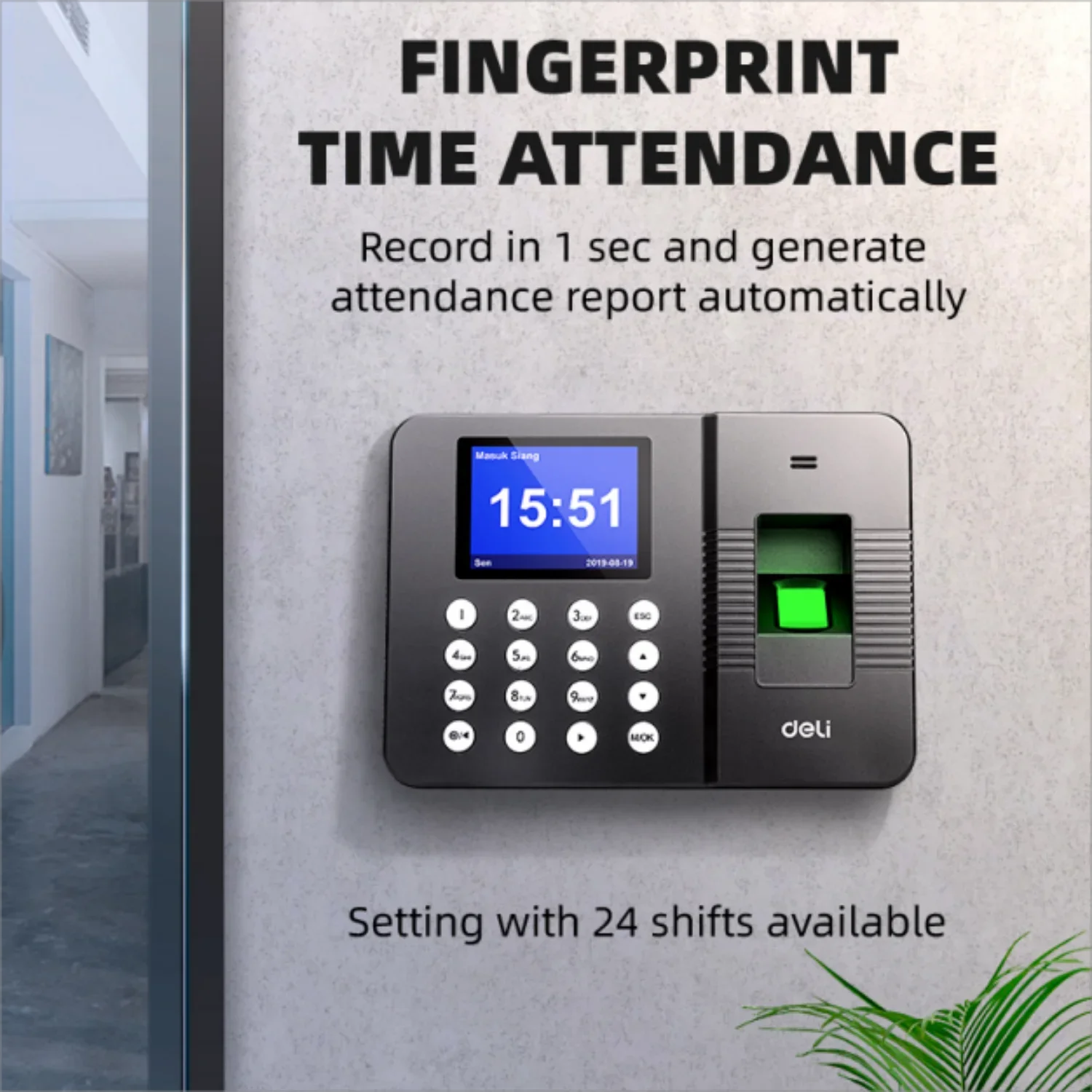 fingerprint attendance machine Deli Fingerprint Time Attendance System Biometric Clock Recorder Employee Recorder Management Device E3960