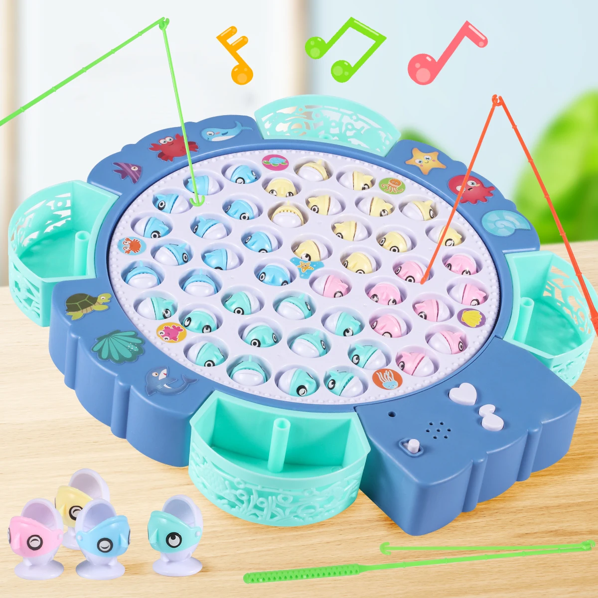 Large Electric Fishing Disk USB Rechargeable suit Crocodile Fishing Puzzle Intelligence Development Early Education Toy