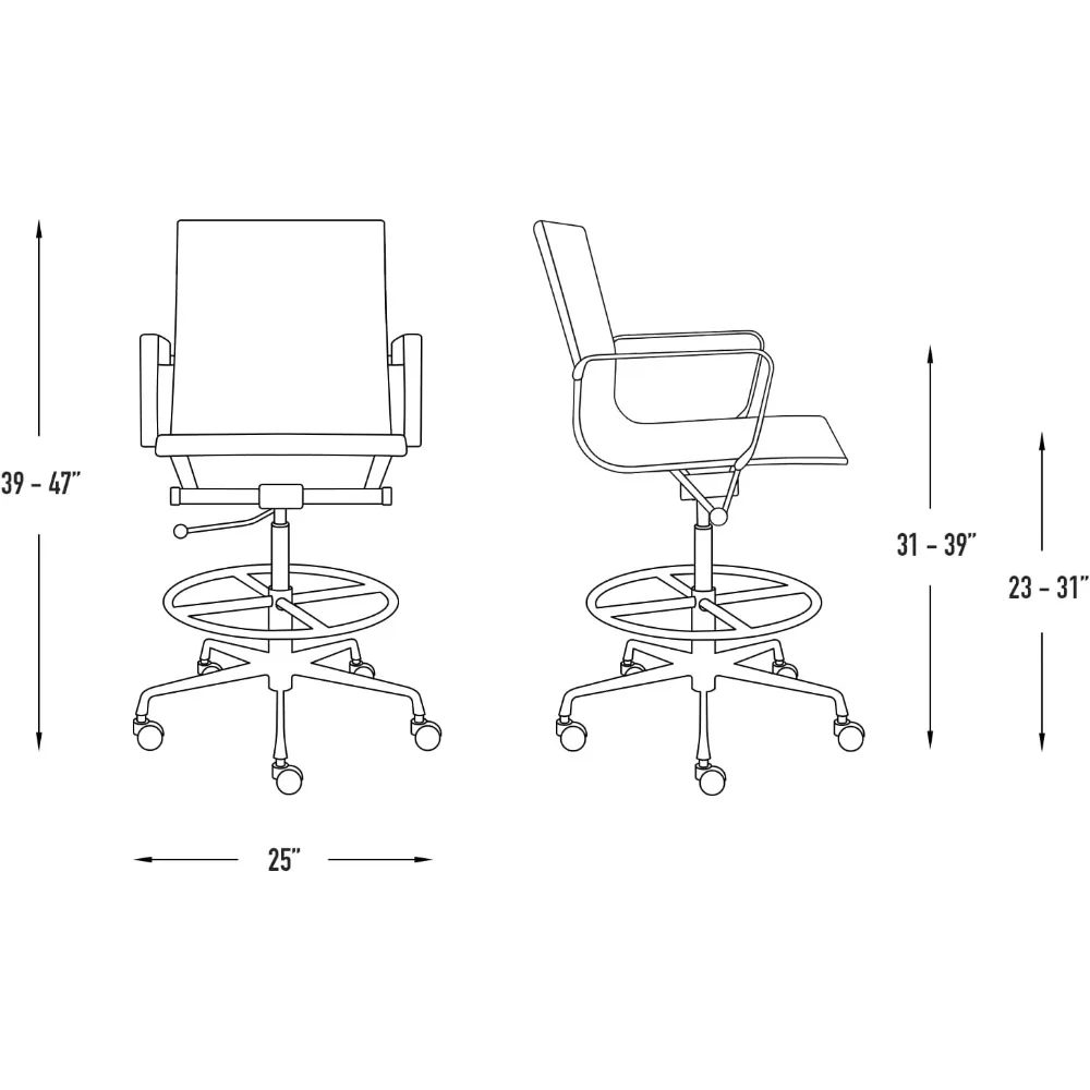 ergonomic ribbed drafting chair for standing desks - commercial grade, height adjustable