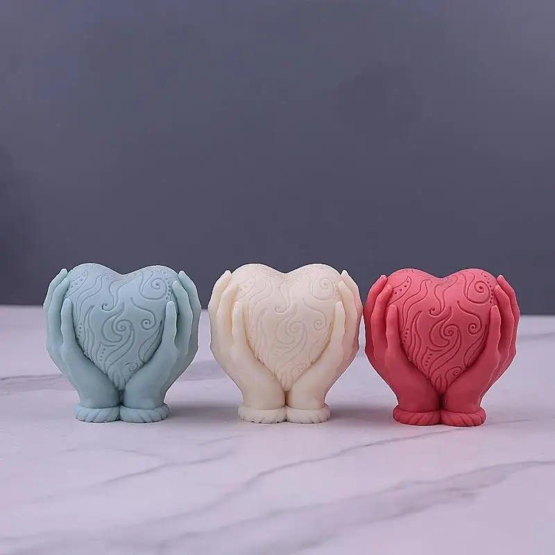 Silicone Mold Valentine's Day Silicone Candle Mold Hands Clasp The Heart Love DIY Gypsum Soap Resin Ice Mould Festivals Gifts Home Decor