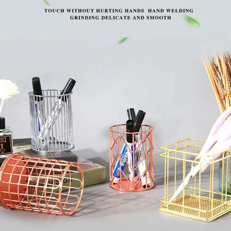 

Розовое золото, домашние канцелярские принадлежности, декор для ручек, карандашей, карандашей, контейнер, органайзер для кистей для макияжа, настольный аксессуар