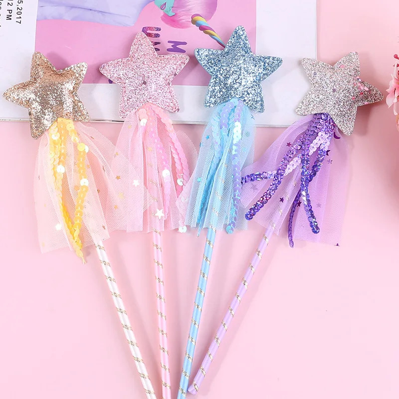 Fairy Wand Cute Fairy Wand Dreamlike Fairy Stick Five Pointed Star Wand Kids Magics Stick Girl Birthday Party Gift Princess Cosplay