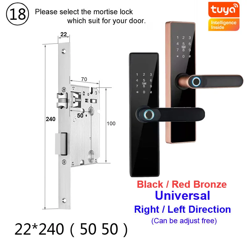 RAYKUBE Tuya Smart Door Lock Wifi Fingerprint Password IC Card Keyless Remotely Unlock Use AA Battery Support 8 Language Voice best electronic door lock Access Control Systems