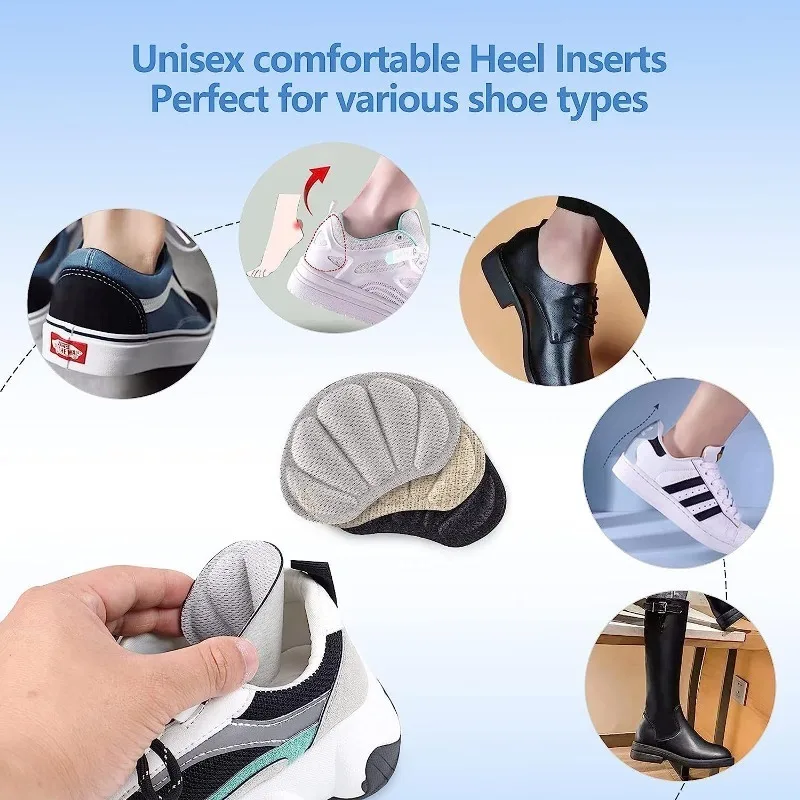 2/8pcs Insoles Heel Pads Lightweight for Sport Shoes Adjustable Cute Size Back Sticker Antiwear Feet Pad Cushion Insole Heel