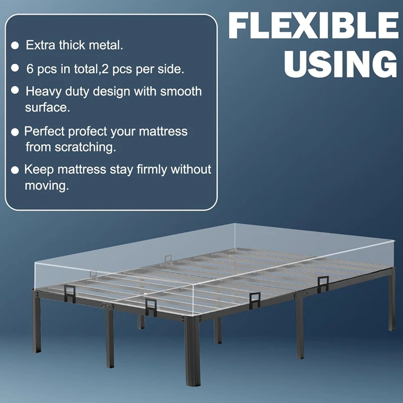 Mattress Slide Stopper Extra-Thick Mattress Holder For Metal Bed Frame Non Slip Gripper Stoppers 6 Pcs