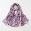 Women Plain Silk Satin Hijab Scarf Different Sides Bark Wrinkles Solid Color Long Shawl Muslim Women Smooth Silk Like Underscarf 5