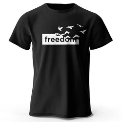 Freedom Letter Printed Cotton Oversized Graphic T-Shirt - S (Black)