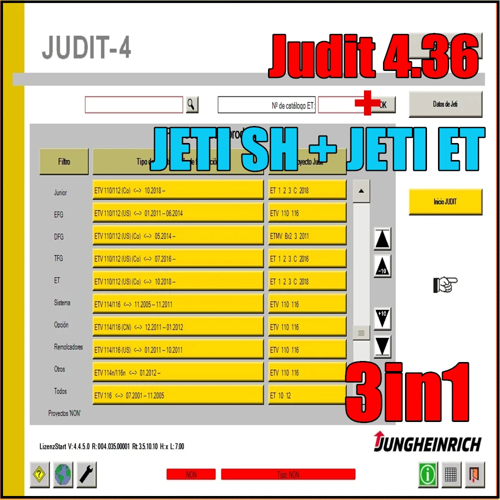 

3 in1 Jungheinrich forklift JETI SH repair + JUDIT 4.36 - Diagnostic software+JETI ET parts catalog (v4.36)+Never expired patch