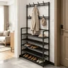 5-layer multifunctional shoe & coat rack, 23.62 inches large capacity, layered storage for tidy space, ideal for home, apartment and dorm 1