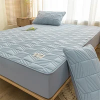 Cotton Mattress Cover Thickened Pad Breathable Soft Bed Cover Bed Linen Elastic Fitted Sheet for Single Double Queen King Beds 5