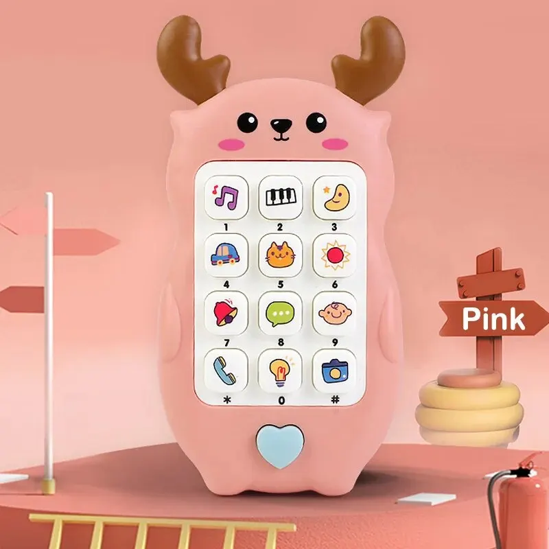 Phone Toy Montessori Education Baby Can Chew on Light Music Mobile Phone Toys Early Education Puzzle Toys for Kids Gift