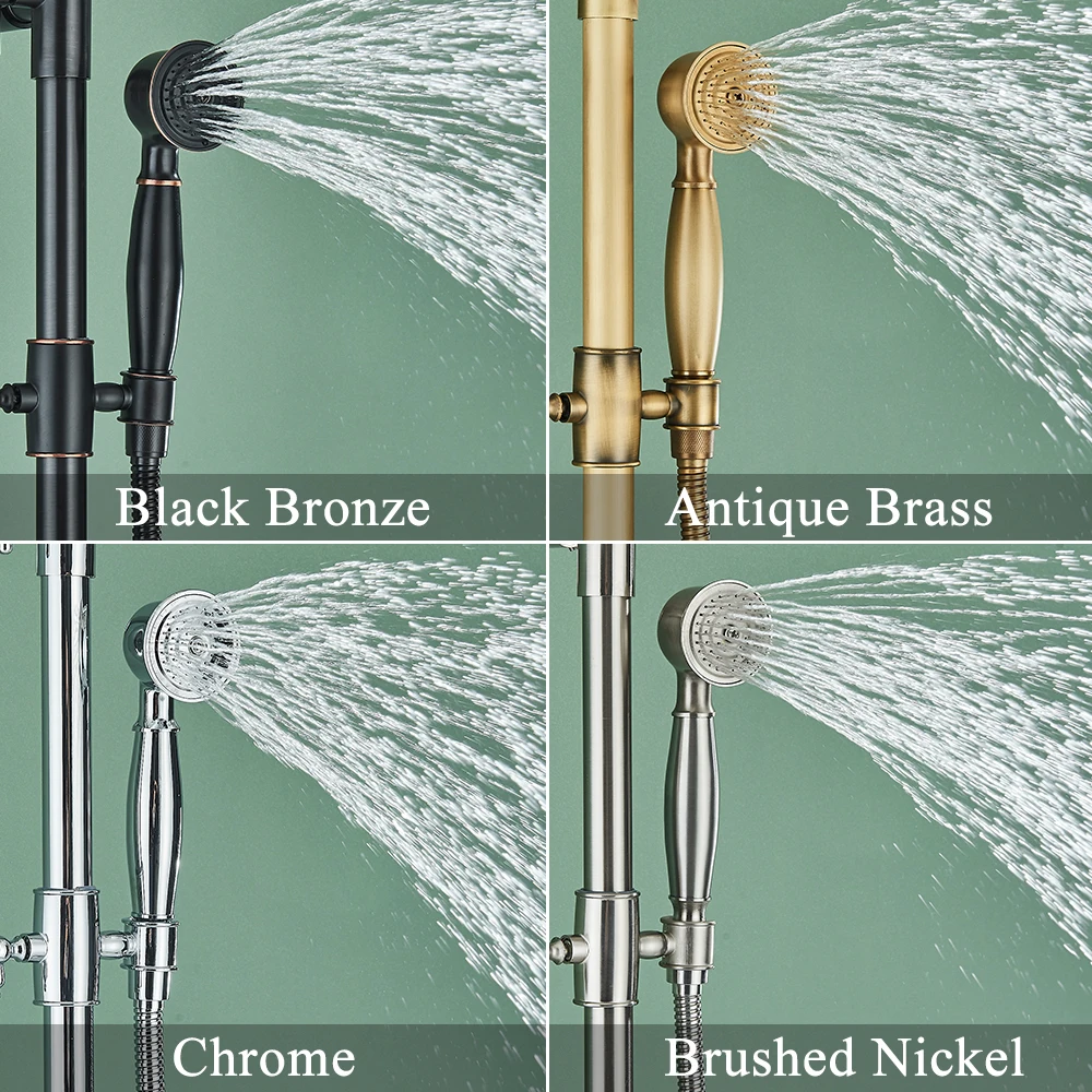 Floor Mounted Bath Tub Faucet Clawfoot Free Standing Bath Shower Mixer Tap with Handshower 8" Rainfall Shower System