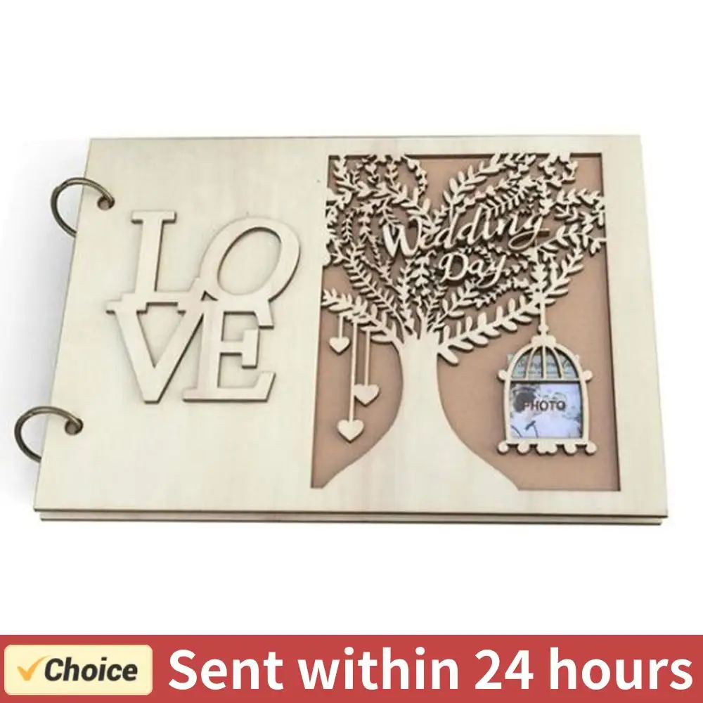 Wedding Guestbook Wooden Heart Hollow Engagement Guest Sign Message Book Craft For Home Decoration And Other Occasions