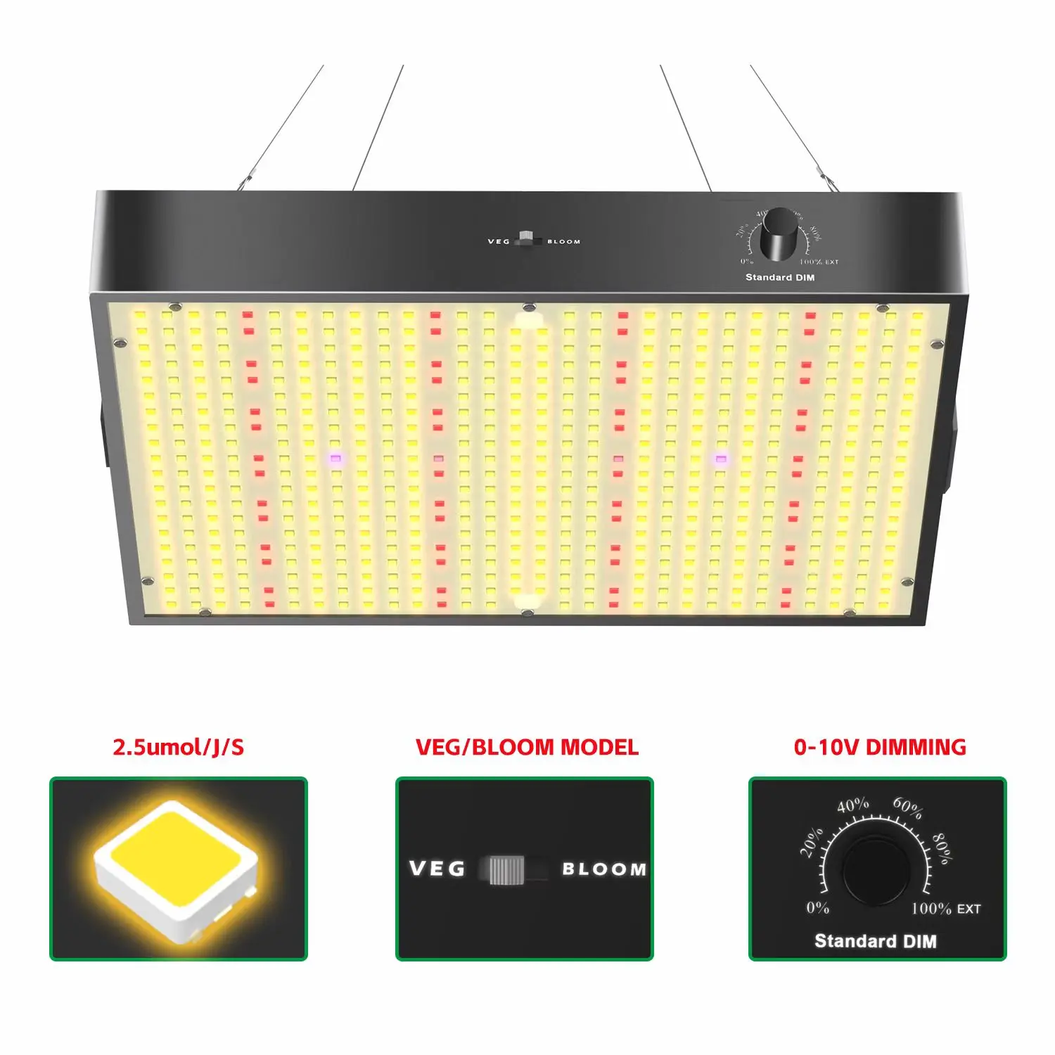 

Pre-sell Qkwin Dimmable 100W Led Grow Light QBS 572pcs samsung leds built with 26DB fans full spectrum