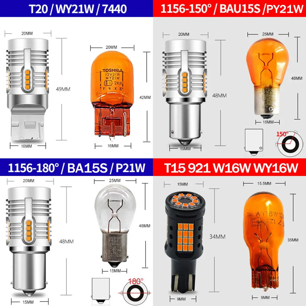       õ LED , ڹ ĵ Bau15s PY21W/T20 7440 7440A W21W, 1156 BA15S P21W, 2 