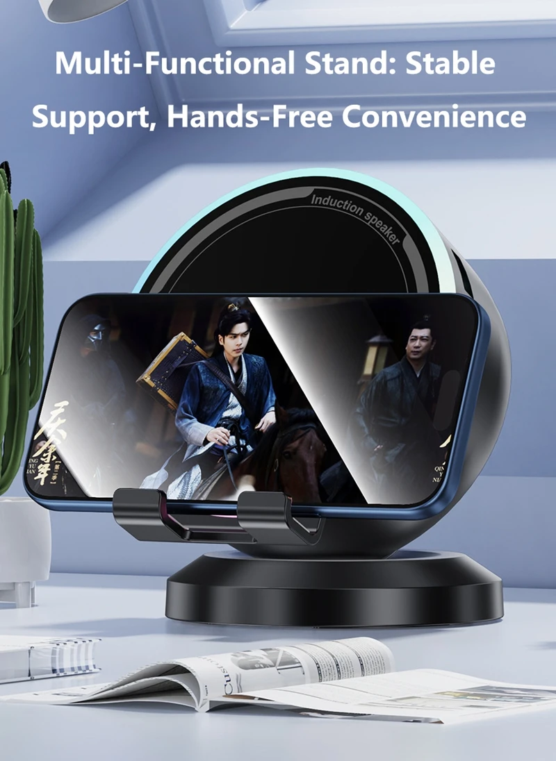 Sensore intelligente per supporto per cellulare, audio, luce RGB pulsante, altoparlante Bluetooth multifunzione da tavolo 2026_voghion.com