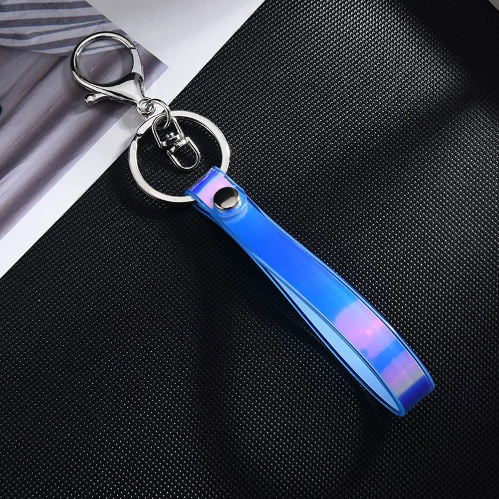 

Colorful Candy Colors Sparkling PU Leather Rope Keychain For Couples Women Men Girl Car Bag Accessories Gift Keyring