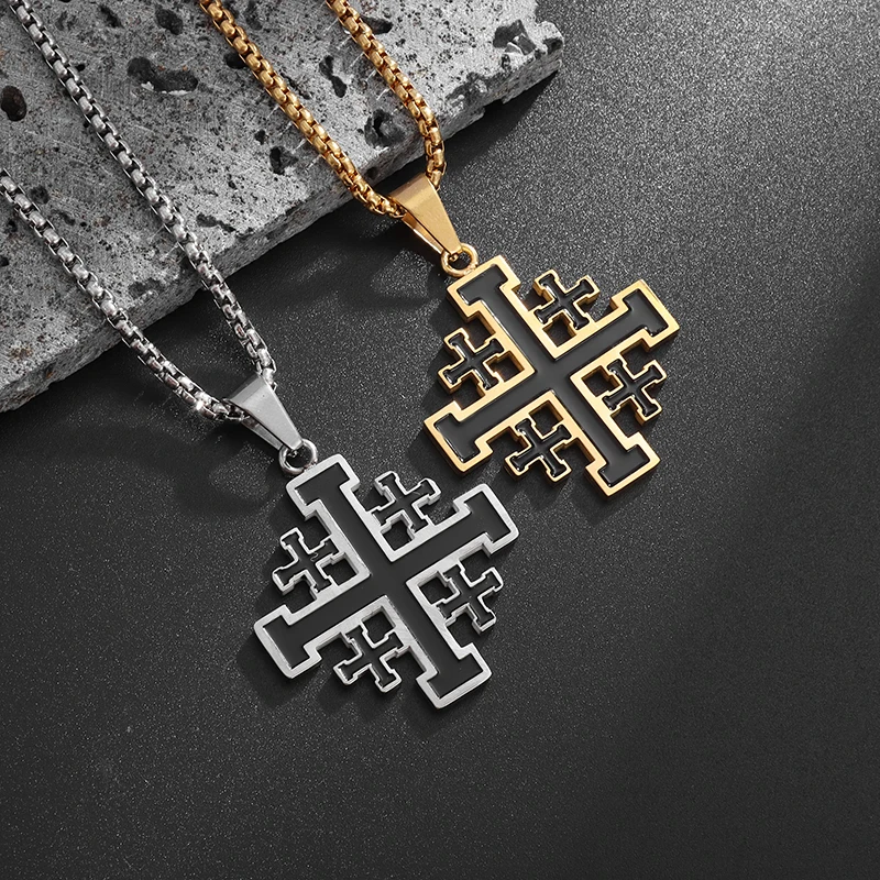 

Vintage Stainless Steel Cross Pendant Necklace Men's Christian Jewelry