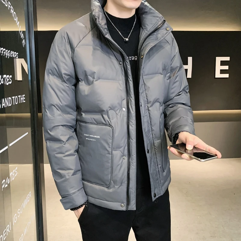 High Quality Autumn Winter Duck Down Jacket Men's Solid Color Stand Collar Warm Puffer Coat Outwear Plus Size M-5XL Thick Parkas