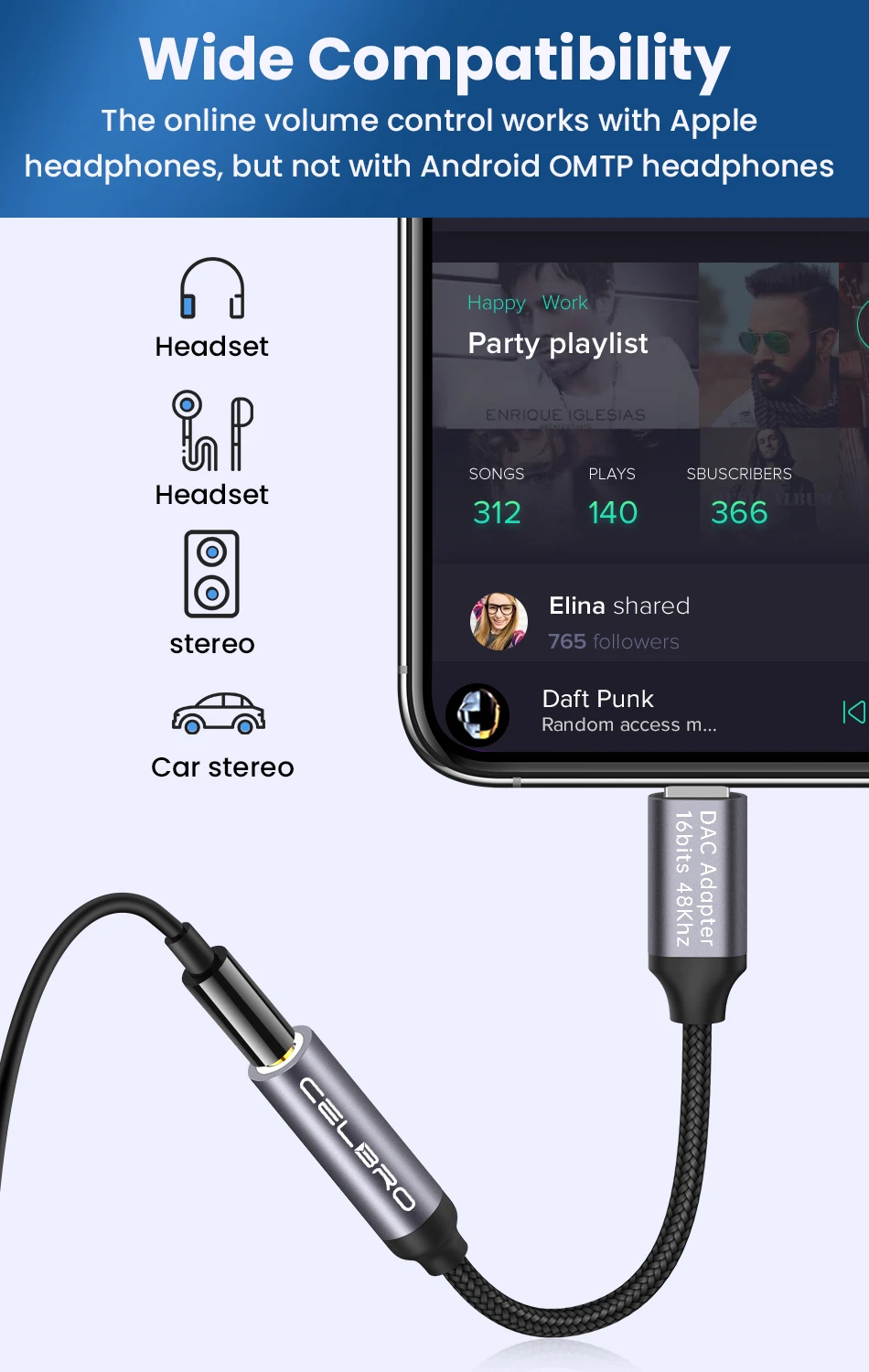 Adattatore da Lightning a jack per cuffie da 3,5 mm, certificato Apple