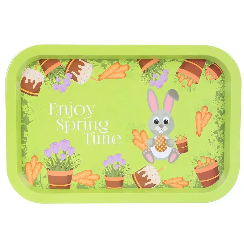 1pc Cartoon Fruit Plate Easter Rabbit Carrot Snack Tray Household Dessert Iron Serving Theme Metal Food |