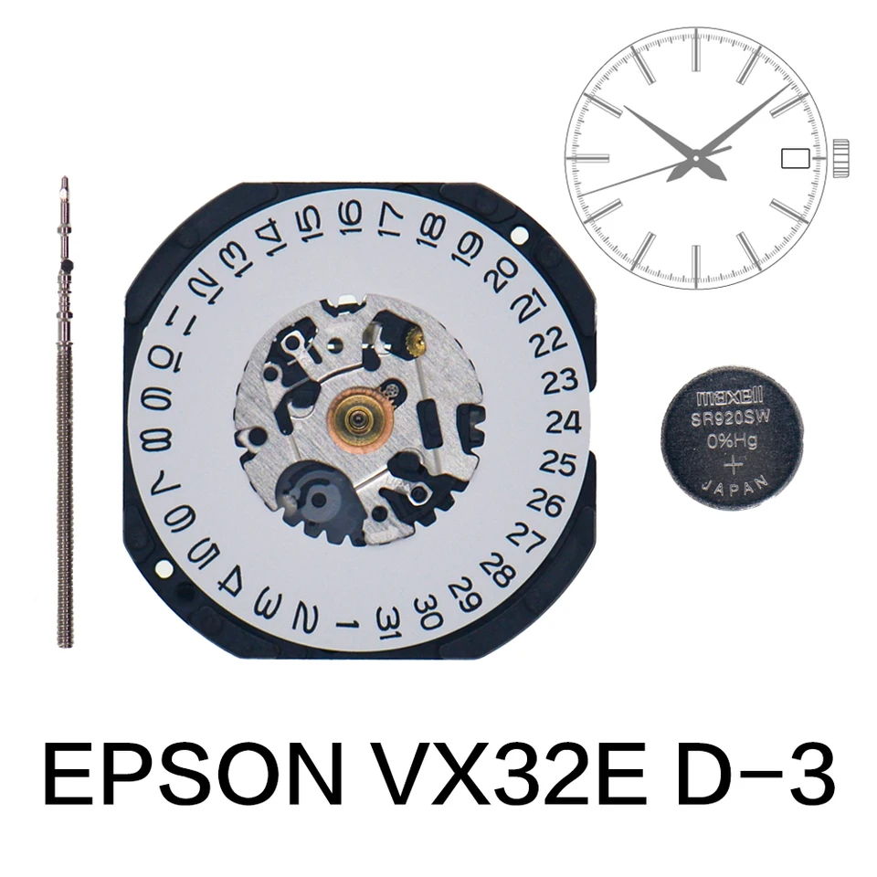 Mouvement à Quartz Japonais VX32E – Date à 3 – Avec Tige Réglable Et Pile – Pour Réparation Ou Création De Montres - 9