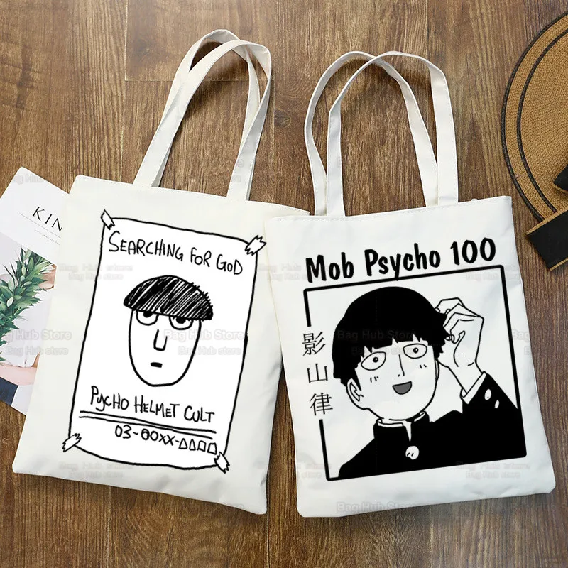 

Mob Psycho 100 Canvas Shoulder Tote Bag Women Shigeo Kageyama Handbags Eco Reusable One Anime Manga Shopping Bag Ulzzang Bags