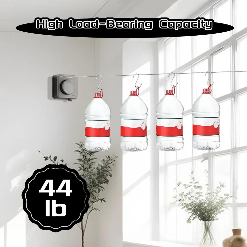 Retractable Clothesline Indoor, Non-Sagging Outdoor Clothes Line Retracting, 13.7 Ft Heavy Duty Clothes Drying Laundry Line, Wal