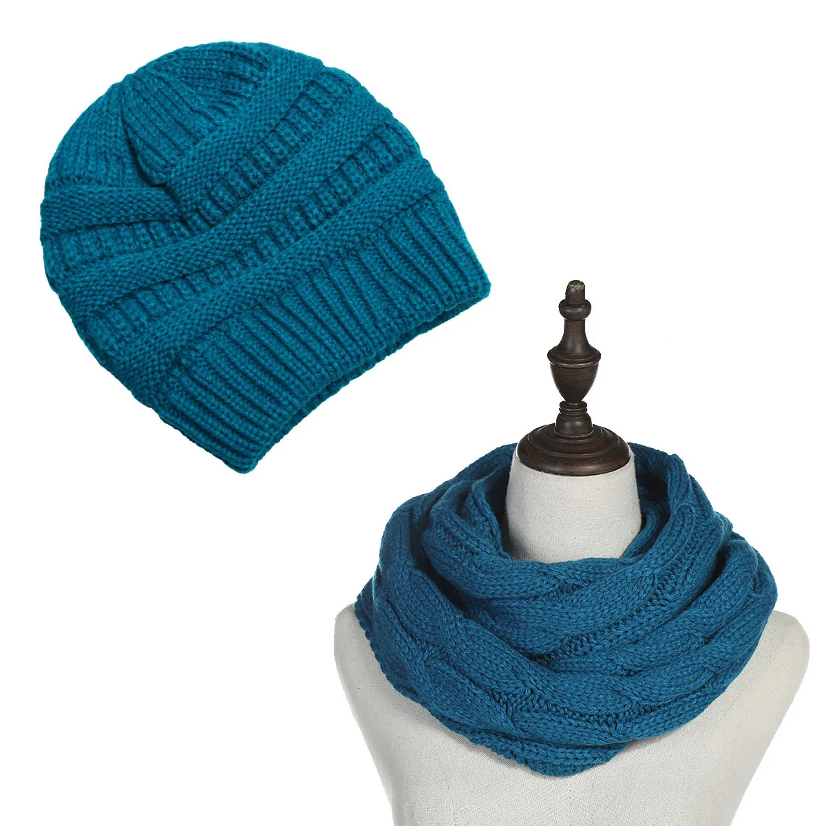 25ColorsFashionSolidWomenHatAndScarfSetAutumnWinterKnitted