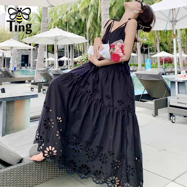 Ball Gown Black Tulle Long Prom Dress with Lace Flowers P590 – PreppyDress