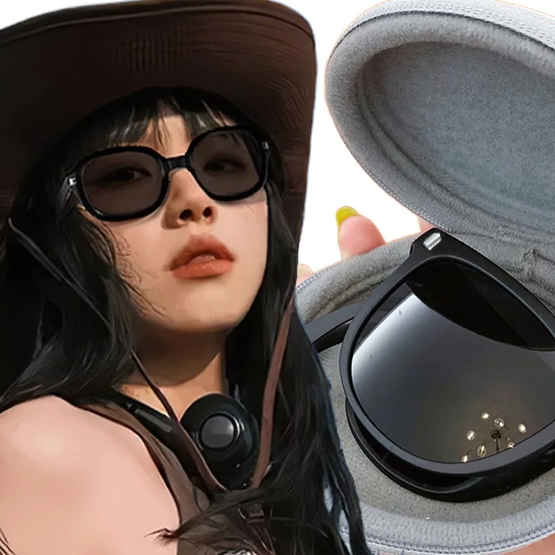 

Folding Sunglasses Large Square Frame Ultra Light for Women Sun Protection UV Protection Brand Designer Fashion Travel Eyeglass