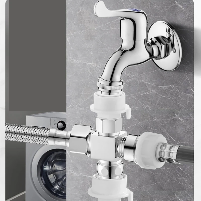 Washing Machine Tap Splitter Faucet Adapter Water Separator Easy to Install R9UD