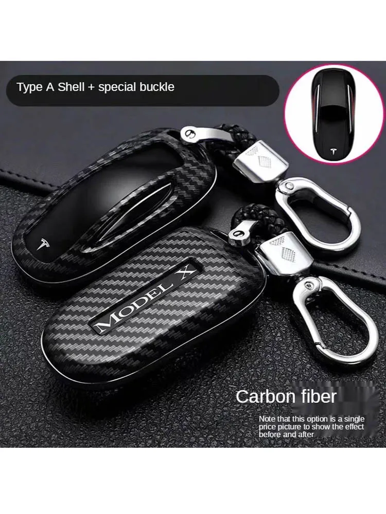 Custodia per chiave Auto in fibra di carbonio Shell per Tesla Model X Y Holder telecomando Fob portachiavi ABS accessori Auto protettivi - S5b5abed914794d309c37d6cecc507285z