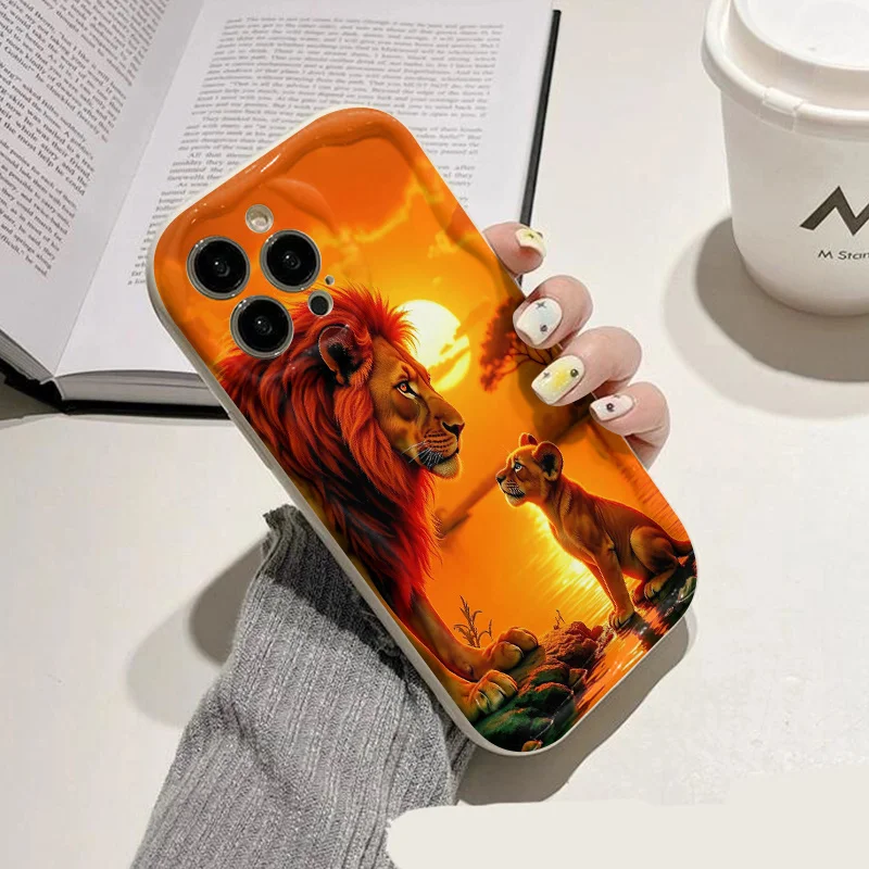 Lion King and Cub 3D Wave Soft TPU Phone Case Cover