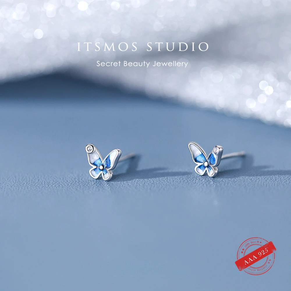 Sienna Sky Earrings-Blue Morpho Butterfly Studs
